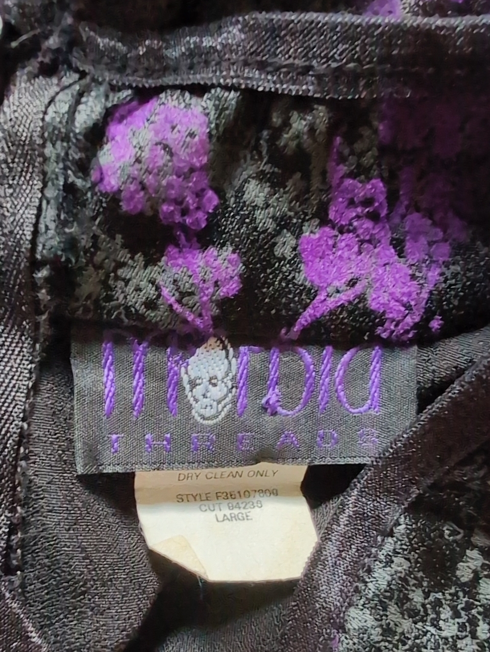 Morbid Threads Purple Satin Chinese Qipao Cherry Blossom Floral Dress Large - Picture 8 of 12